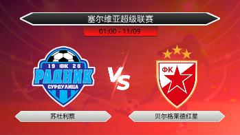 塞尔维亚超级联赛 苏杜利察 VS 贝尔格莱德红星
