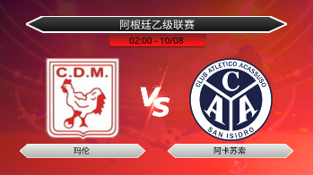 阿根廷乙级联赛 玛伦 VS 阿卡苏索