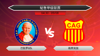 秘鲁甲级联赛 巴勃罗B队 VS 格劳竞技