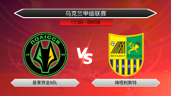 乌克兰甲级联赛 普莱西亚B队 VS 梅塔利斯特