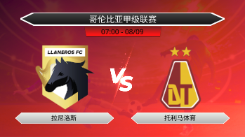 哥伦比亚甲级联赛 拉尼洛斯 VS 托利马体育