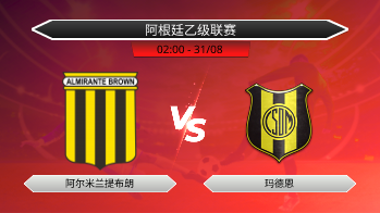 阿根廷乙级联赛 阿尔米兰提布朗 VS 玛德恩