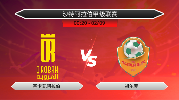 沙特阿拉伯甲级联赛 塞卡凯阿拉伯 VS 祖尔菲