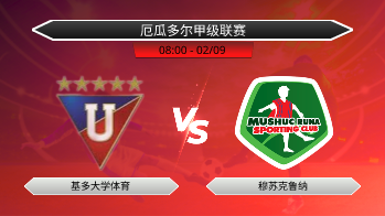 厄瓜多尔甲级联赛 基多大学体育 VS 穆苏克鲁纳