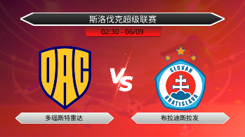 斯洛伐克超级联赛 多瑙斯特雷达 VS 布拉迪斯拉发