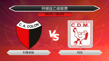 阿根廷乙级联赛 科隆竞技 VS 玛伦