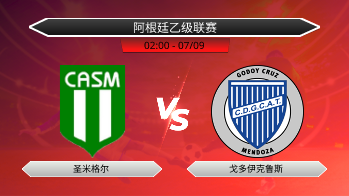 阿根廷乙级联赛 圣米格尔 VS 戈多伊克鲁斯