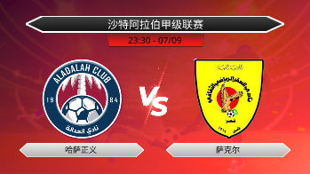 沙特阿拉伯甲级联赛 哈萨正义 VS 萨克尔