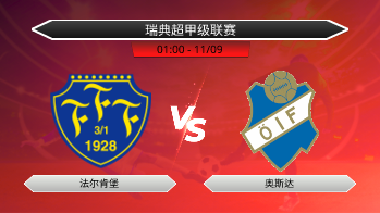 瑞典超甲级联赛 法尔肯堡 VS 奥斯达