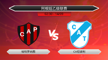 阿根廷乙级联赛 帕特罗纳图 VS CA坦波利