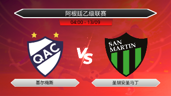 阿根廷乙级联赛 基尔梅斯 VS 圣胡安圣马丁
