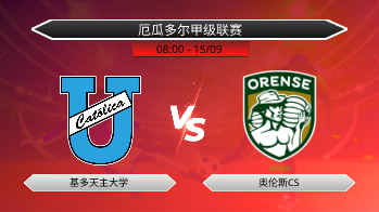 厄瓜多尔甲级联赛 基多天主大学 VS 奥伦斯CS