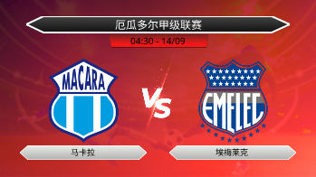 厄瓜多尔甲级联赛 马卡拉 VS 埃梅莱克