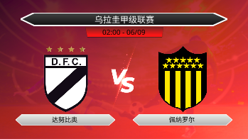 乌拉圭甲级联赛 达努比奥 VS 佩纳罗尔