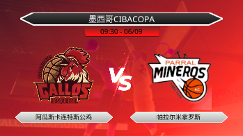 墨西哥CIBACOPA 阿瓜斯卡连特斯公鸡 VS 帕拉尔米拿罗斯