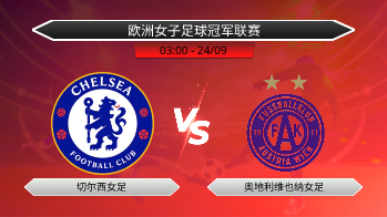 欧洲女子足球冠军联赛 切尔西女足 VS 奥地利维也纳女足